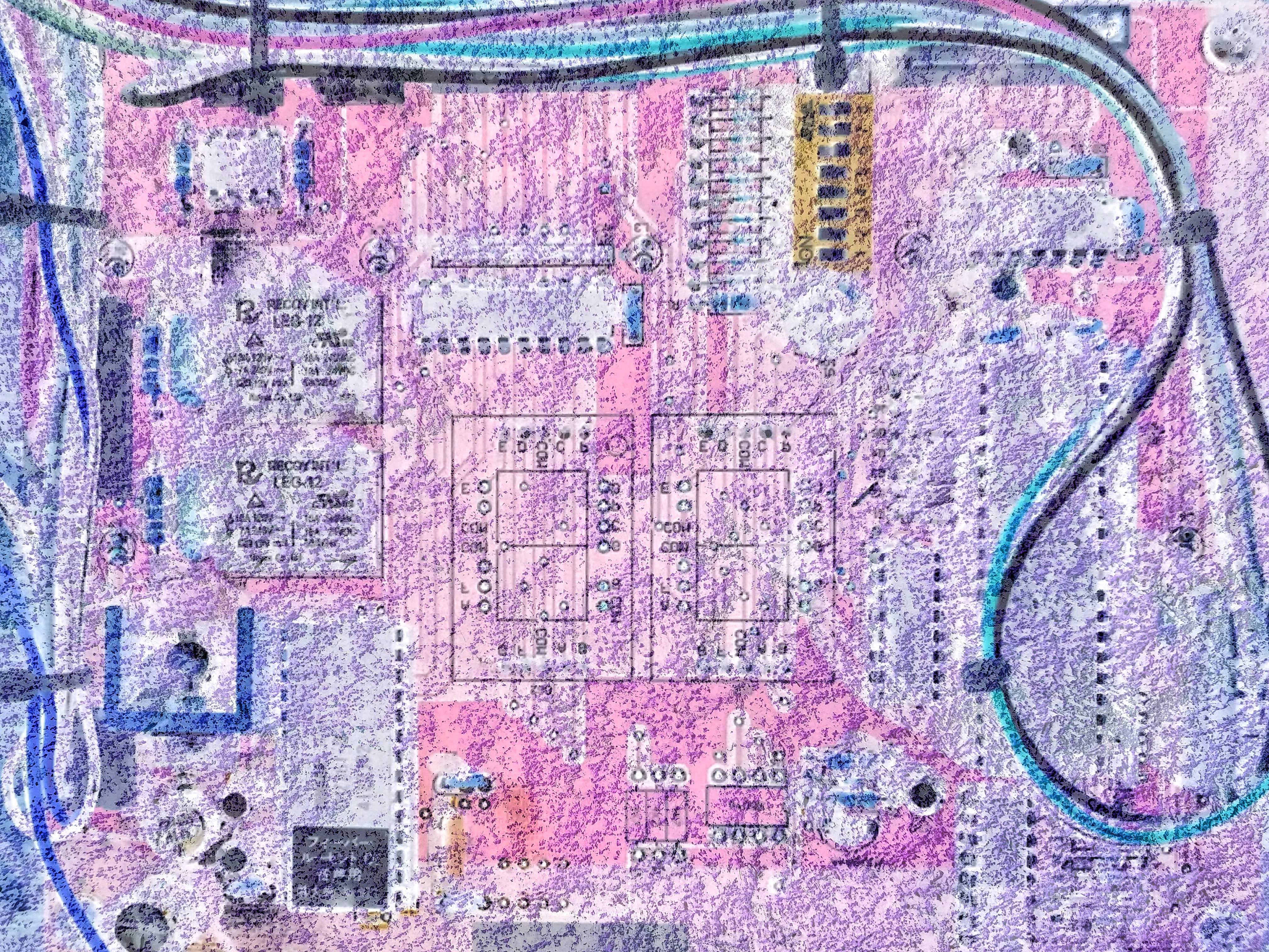 Be No.21 - The moss on a rock in a brook and the circuit board of a pinball machine (2023)